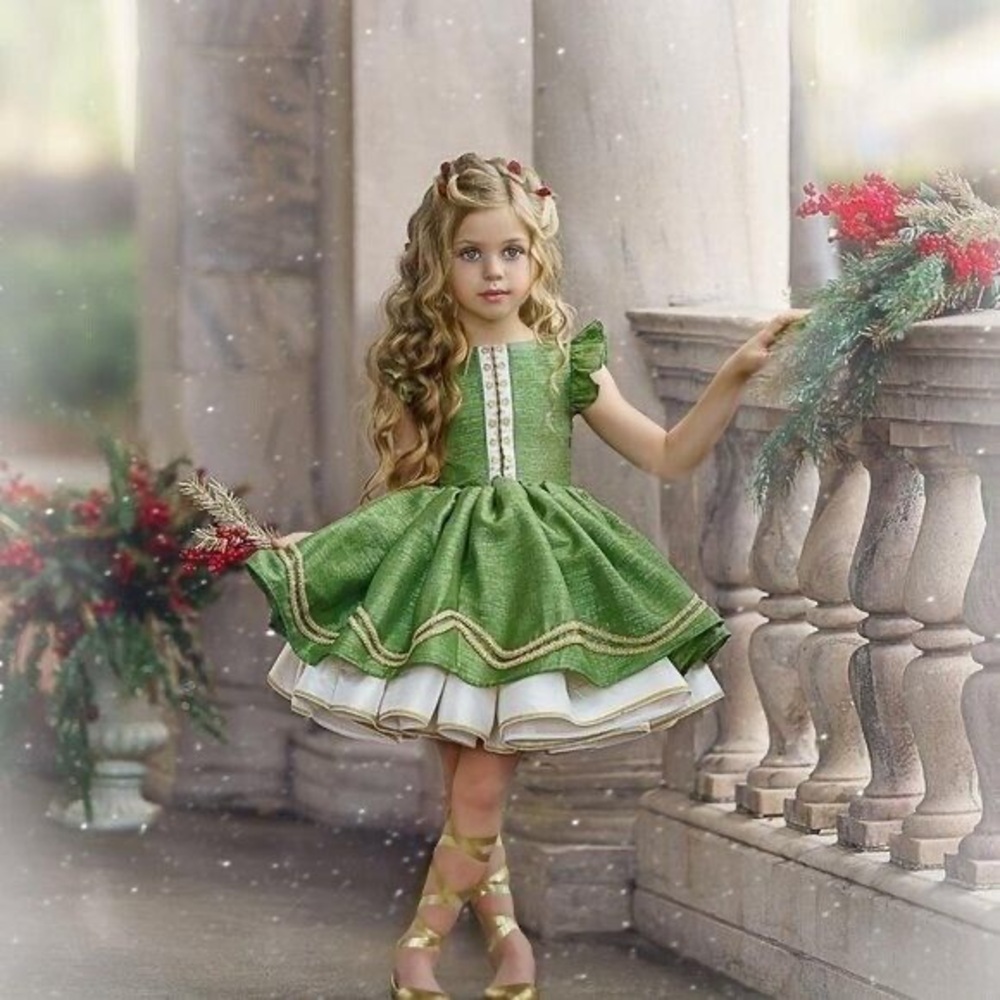 Dollcake Gleam in the Light Green & Gold Christmas Holiday Dress Size 6 NWT